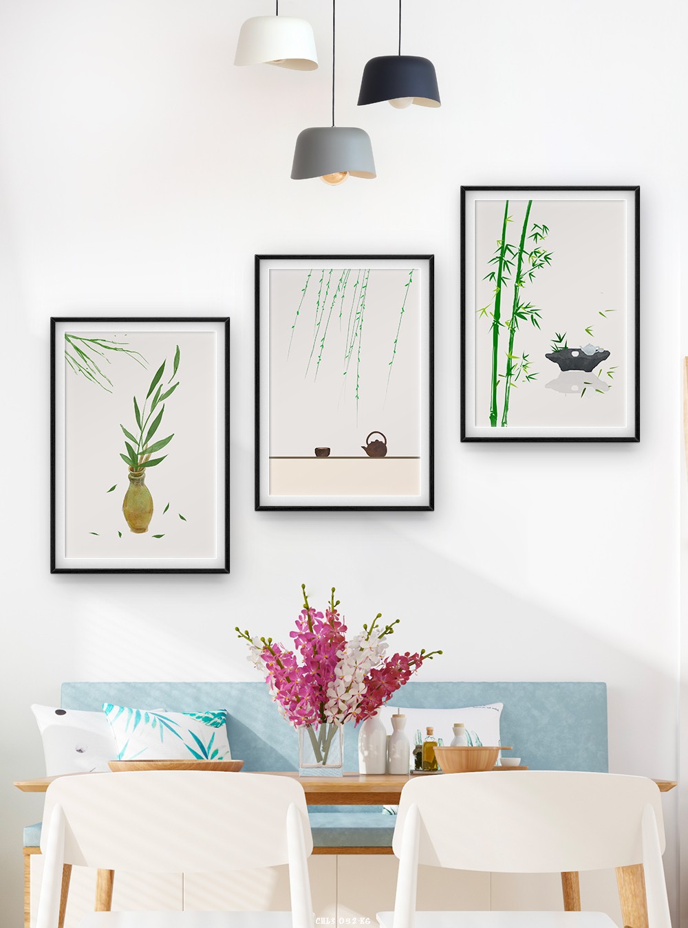 Hoa lá tranh vẽ CHL3-052-KG